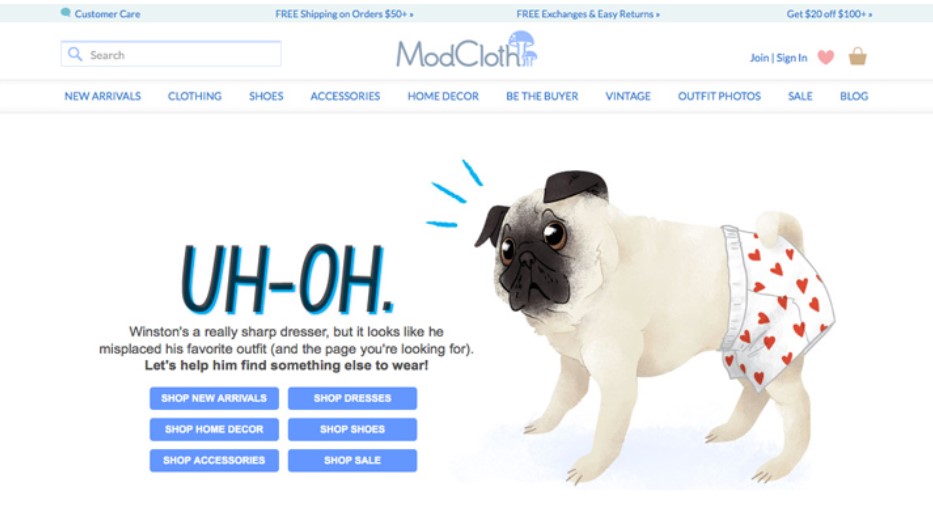 custom 404 page example - madcloth