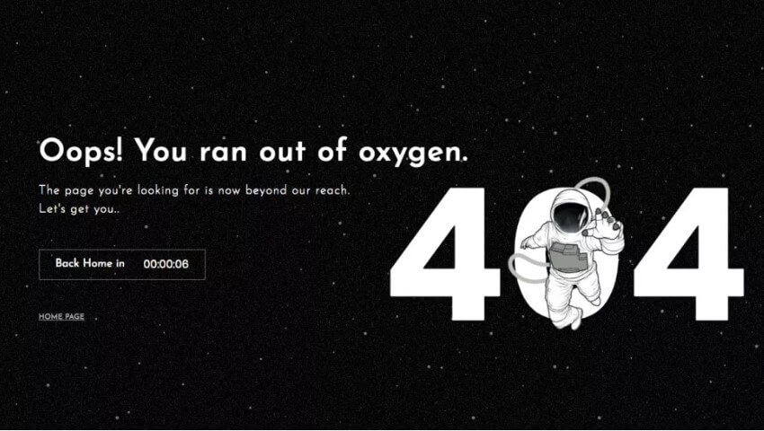 custom 404 page by Mantra labs