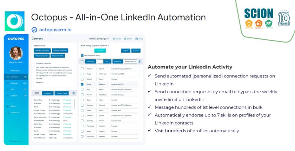 octopus automation tool for LinkedIn