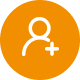 Group 1000003411 | Scion Social | Scion Social Add a new user (user icon with plus sign) button/icon for adding a contact or account