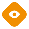 Group 1000003499 | Scion Social | Scion Social View icon: an eye on an orange diamond background